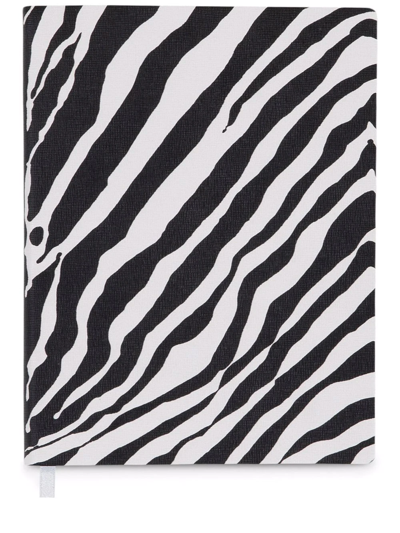 Shop Dolce & Gabbana Large Zebra-print Leather Ruled Notebook In White