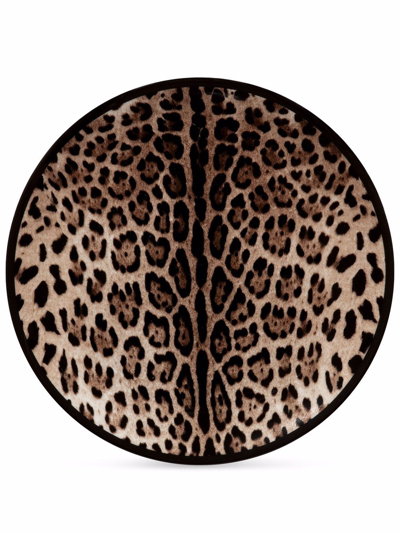 Shop Dolce & Gabbana Leopard-print Porcelain Charger Plate (31cm) In Weiss