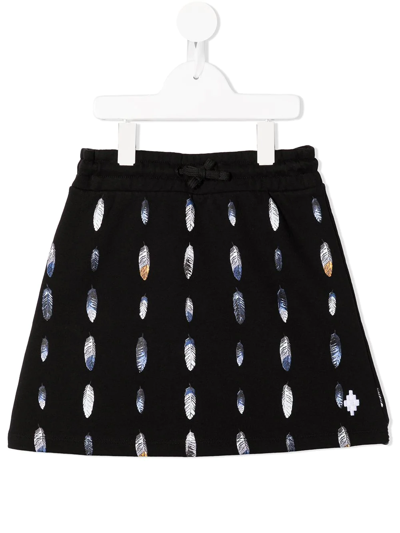 Marcelo Burlon County Of Milan A-line Feather Print Skirt In Black