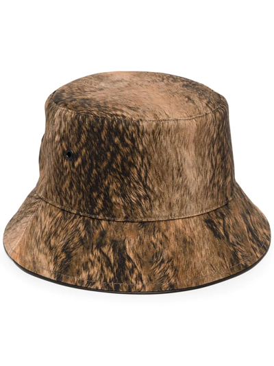 Shop Burberry Faux Fur Bucket Hat In Brown