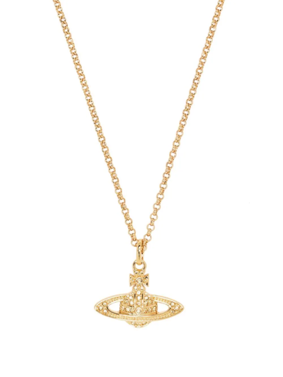 Shop Vivienne Westwood Logo Pendant Necklace In Gold