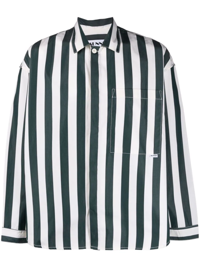 Sunnei Striped Long-sleeve Shirt In Green