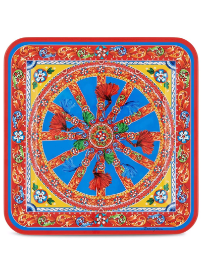 Dolce & Gabbana Wooden Tray Medium Multicolor Unisex Onesize In Red