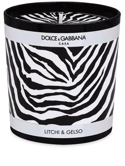 Shop Dolce & Gabbana Zebra-print Scented Candle (250g) In White