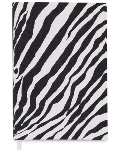 Shop Dolce & Gabbana Medium Zebra-print Leather Blank Notebook In Black