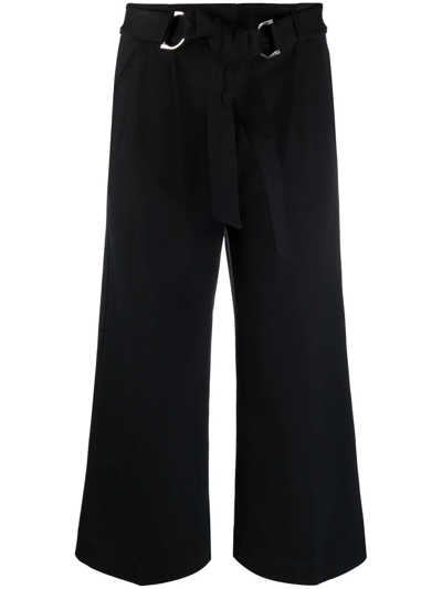 Shop Lauren Ralph Lauren Belted Wide-leg Cropped Trousers In Schwarz