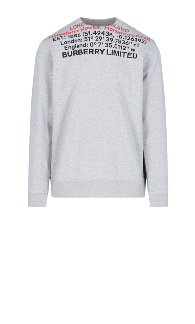 Shop Burberry Sweatshirt Crew Neck Print In Gray