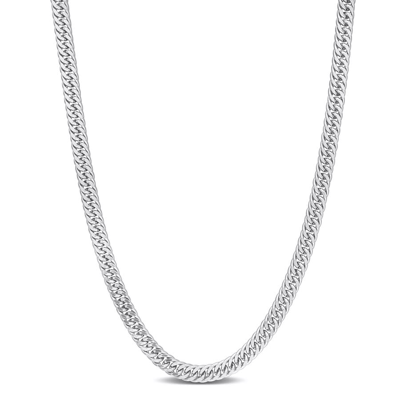 Shop Amour Double Curb Link Chain Necklace In Sterling Silver In White