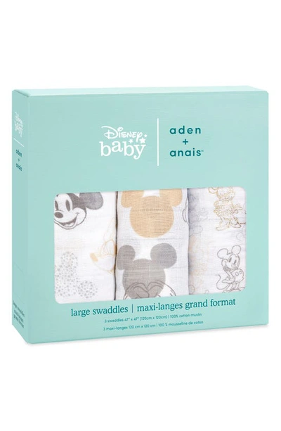 Shop Aden + Anais 3-pack Classic Swaddling Cloths In Mickey Minnie