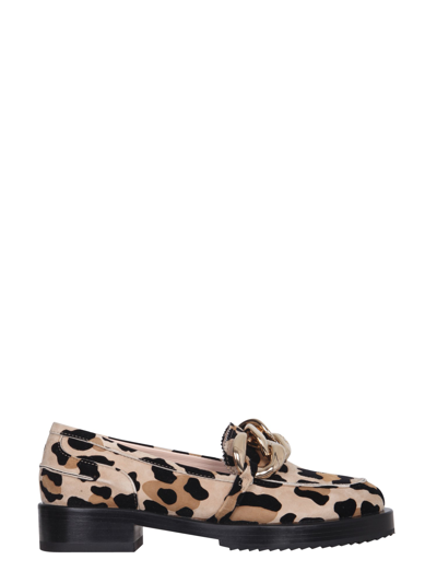 Shop N°21 Moccasins With Oversized Chain In Animalier