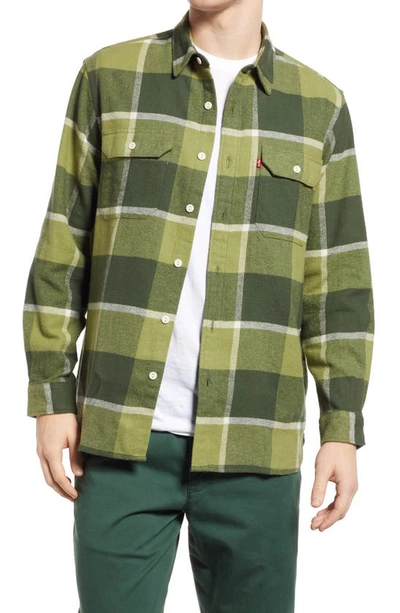 Shop Levi's Jackson Worker Button-up Shirt In Chester Plaid Mossy Green