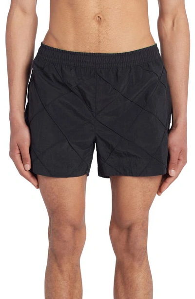 Shop Bottega Veneta Intrecciato Swim Trunks In Black