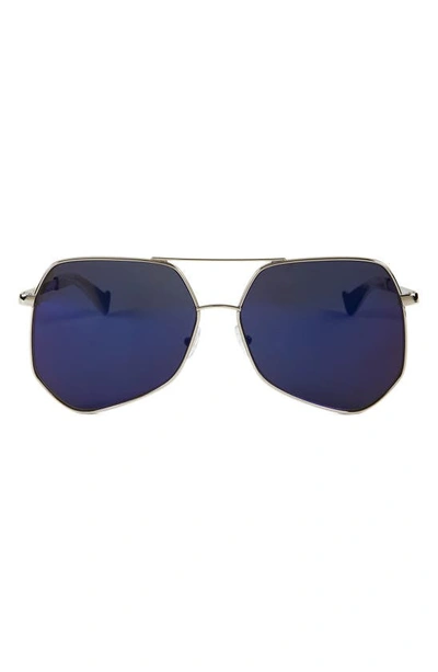 Shop Grey Ant Megalast 59mm Aviator Sunglasses In Silver/ Blue