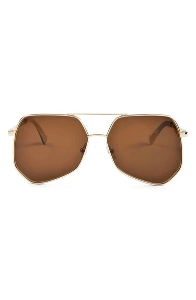 Shop Grey Ant Megalast Ii 56mm Aviator Sunglasses In Gold/ Brown