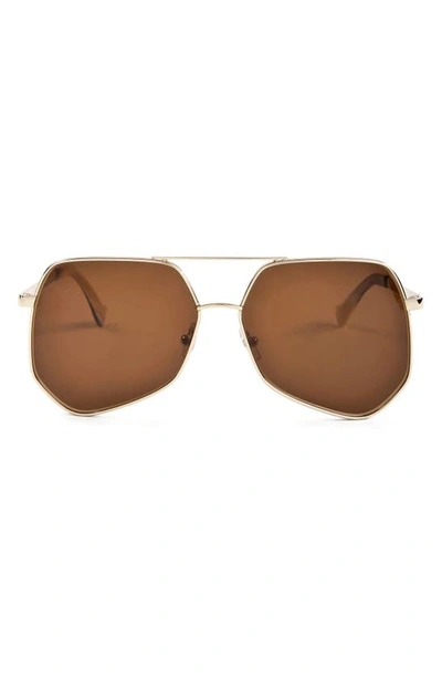 Shop Grey Ant Megalast 59mm Aviator Sunglasses In Gold/ Brown