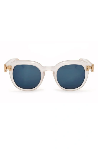 Shop Grey Ant Kemp 46mm Small Round Sunglasses In White/ Blue