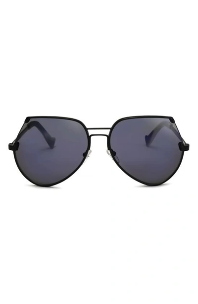 Shop Grey Ant Embassy 60mm Aviator Sunglasses In Black/ Blue