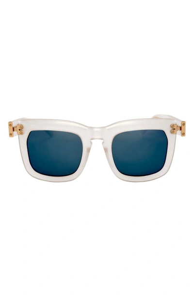 Shop Grey Ant Blitz 49mm Round Sunglasses In White/ Blue