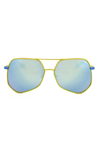 Shop Grey Ant Megalast 59mm Aviator Sunglasses In Yellow/ Blue