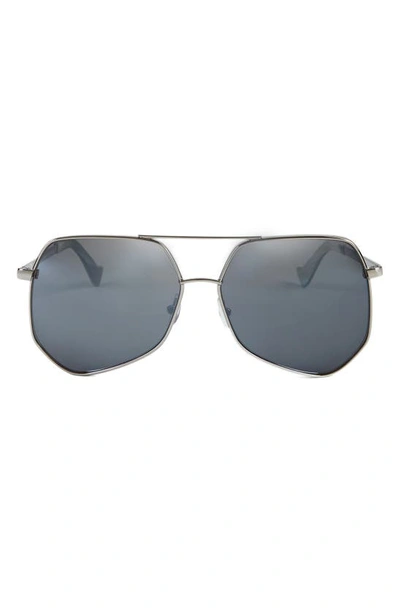 Shop Grey Ant Megalast 59mm Aviator Sunglasses In Silver/ Silver
