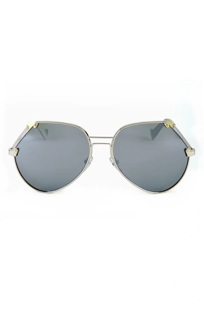 Shop Grey Ant Embassy 60mm Aviator Sunglasses In Silver/ Silver