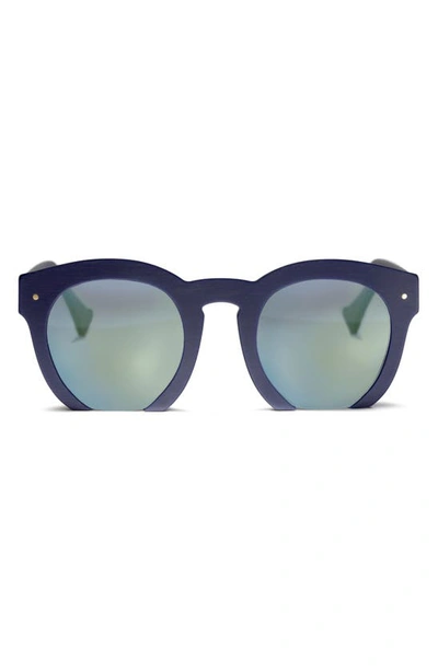 Shop Grey Ant Fromone 50mm Round Sunglasses In Navy/ Grey