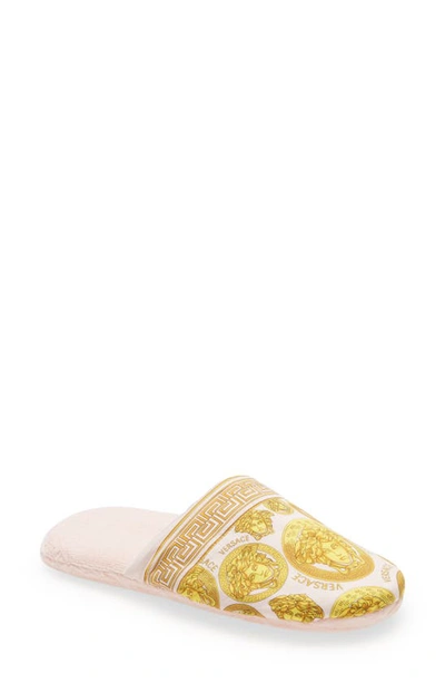 Shop Versace Medusa Amplified Slipper In Pink-gold