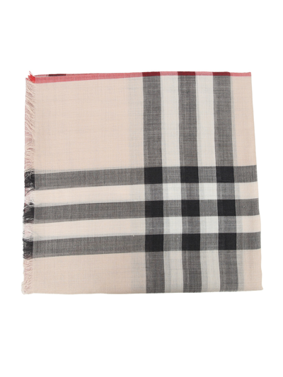 Shop Burberry Check Scarf In Beige