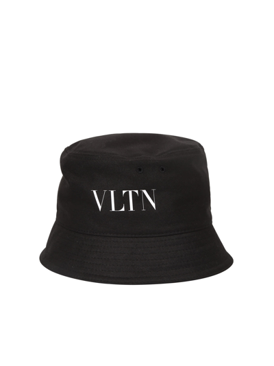 Shop Valentino Logo-print Bucket Hat In Black