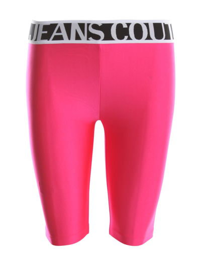 Shop Versace Jeans Couture Jogging Fouseux Shiny Lycra Sumatra In Beetroot Purple