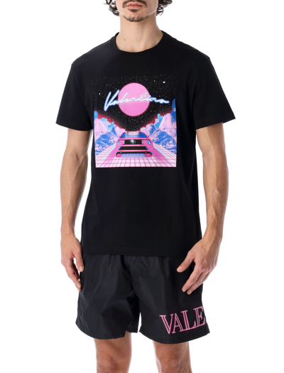 Shop Valentino Virtual Runner Print T-shirt In Black