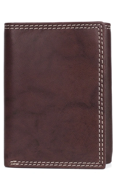 Shop Buxton Three-fold Leather Wallet In Brown