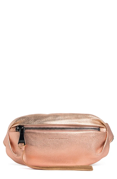 Shop Aimee Kestenberg Milan Leather Belt Bag In Rose Gold Metallic