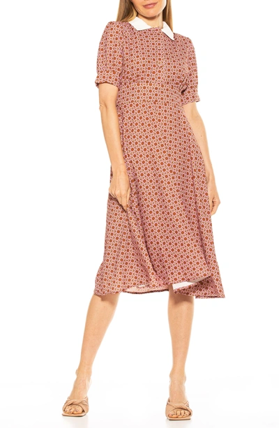 Shop Alexia Admor Printed Spread Collar Midi Dress In Pink Geo
