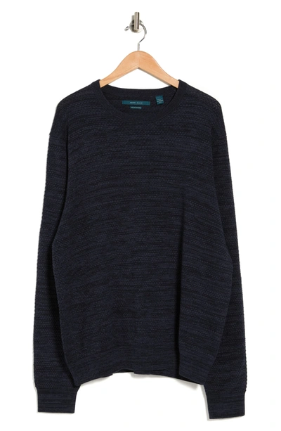 Perry Ellis Textured Space Dye Crew Neck Sweater In Dark Sapphire
