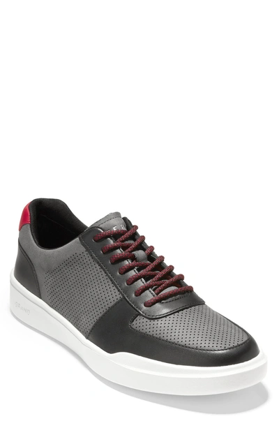 Shop Cole Haan Grand Crosscourt Modern Perforated Sneaker In Magnet/ Rio Red/ Nimbus Cloud