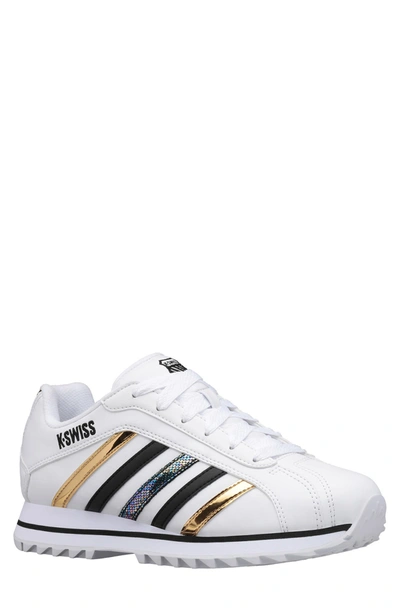 Shop K-swiss Verstad 2000 S Sneaker In White/black/gold/metallic
