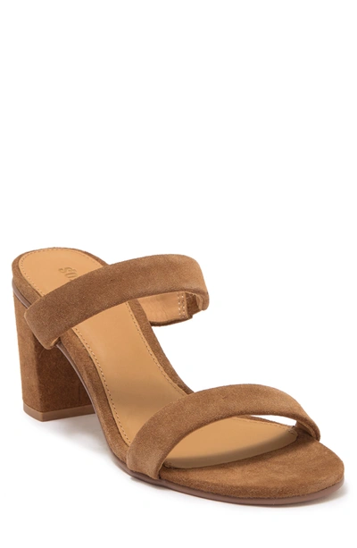 Shop Soludos Ines Leather Block Heel Mule Sandal In Walnut