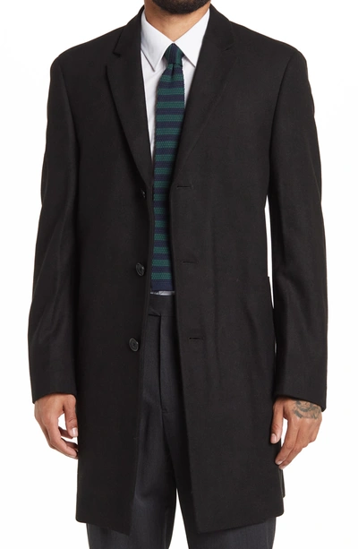 Shop Hart Schaffner Marx Hanover Wool Blend Topcoat In Black