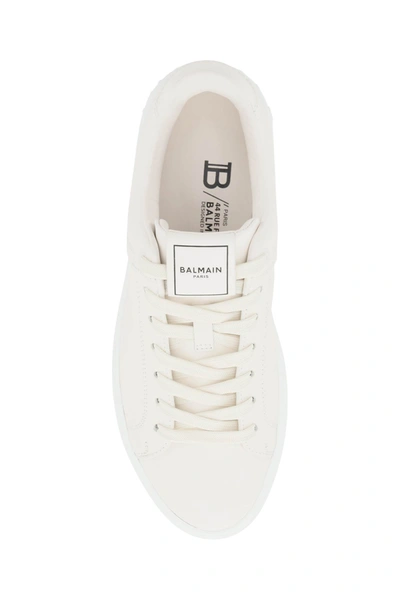 Shop Balmain B-court Leather Sneakers In White