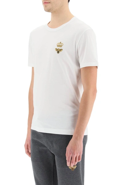 Shop Dolce & Gabbana Bee And Crown T-shirt In White