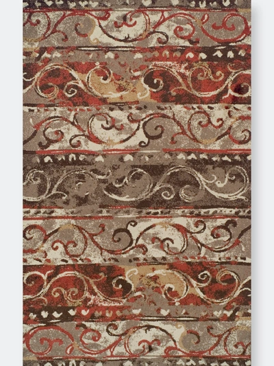 Shop Addison Rugs Addison Blair Transitional Stripe Scroll Area Rug In Brown