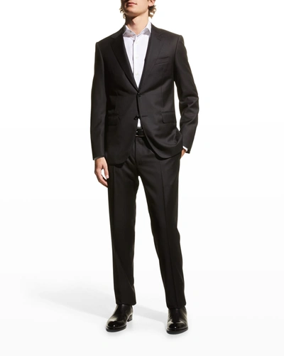 Shop Canali Men's Solid Wool Two-piece Suit In Black