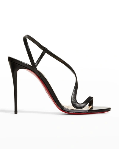 Shop Christian Louboutin Rosalie Leather Red Sole Stiletto Sandals In Black