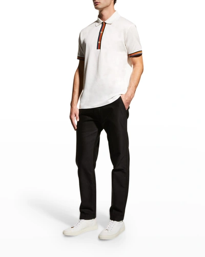 Shop Paul Smith Men's Quad-stripe Banded Polo Shirt In 01 Whites