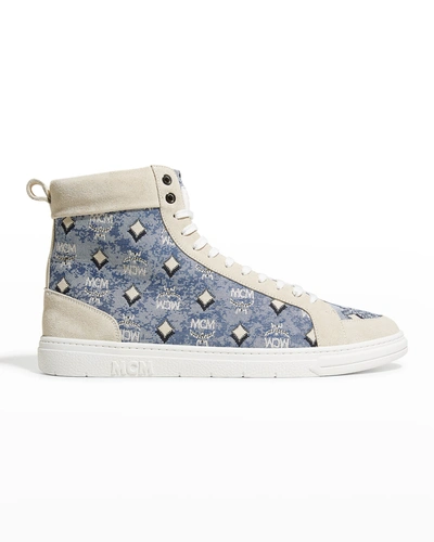  MCM Vintage Monogram Jacquard Sneakers Blue 40 (US Men's 7) M