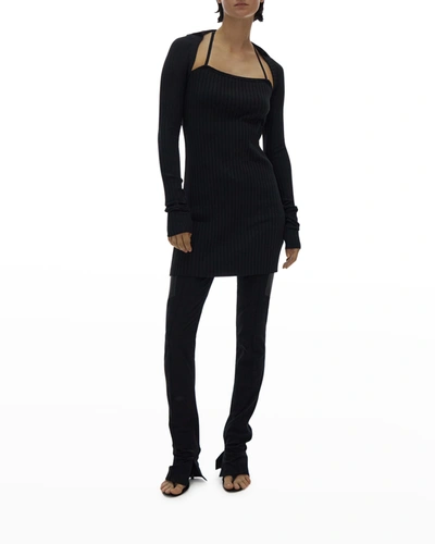 Shop Helmut Lang Luxe Pima Long-sleeve Dress In Black