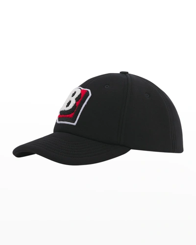 Shop Burberry Men's B-patch Jersey Baseball Cap In Black/red S