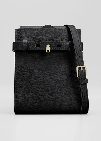 Shop Valextra Bicolor Slim Leather Crossbody Bag In Nn Black