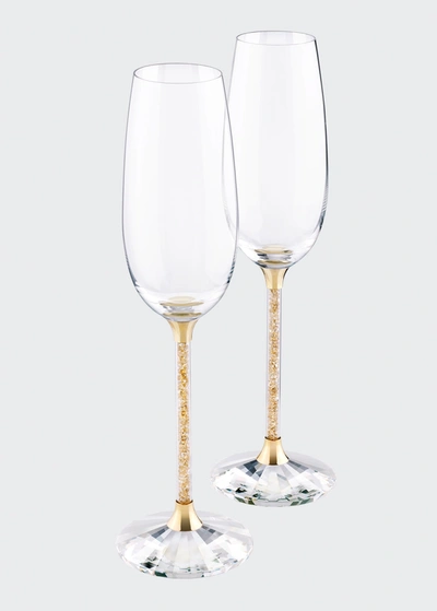 Shop Swarovski Crystalline Gold-tone Toasting Flutes, Set Of 2